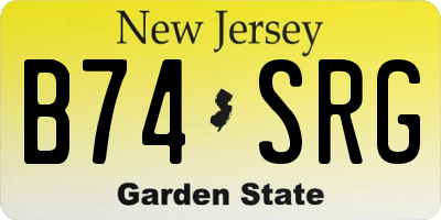 NJ license plate B74SRG