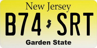 NJ license plate B74SRT