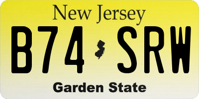 NJ license plate B74SRW
