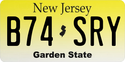 NJ license plate B74SRY