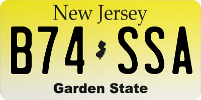 NJ license plate B74SSA