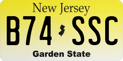 NJ license plate B74SSC