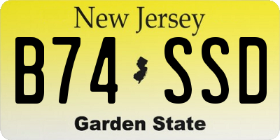 NJ license plate B74SSD