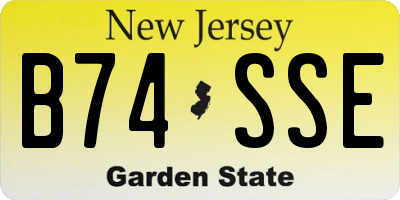 NJ license plate B74SSE
