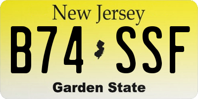 NJ license plate B74SSF