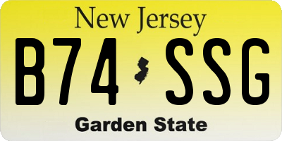 NJ license plate B74SSG