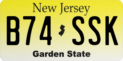 NJ license plate B74SSK