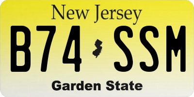 NJ license plate B74SSM