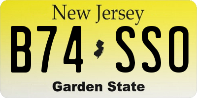 NJ license plate B74SSO