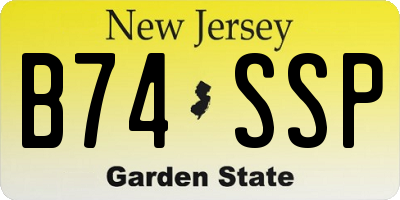 NJ license plate B74SSP
