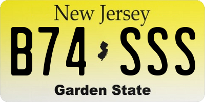NJ license plate B74SSS