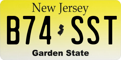 NJ license plate B74SST