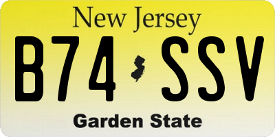 NJ license plate B74SSV