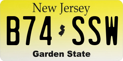 NJ license plate B74SSW