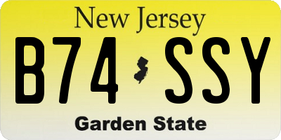 NJ license plate B74SSY