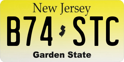 NJ license plate B74STC