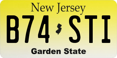 NJ license plate B74STI