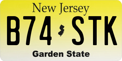 NJ license plate B74STK