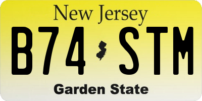 NJ license plate B74STM
