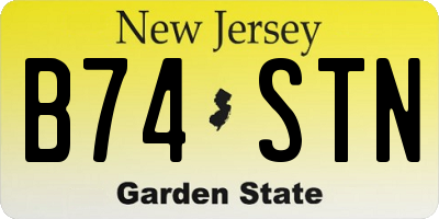 NJ license plate B74STN