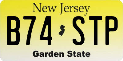 NJ license plate B74STP