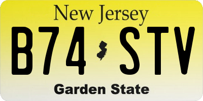 NJ license plate B74STV