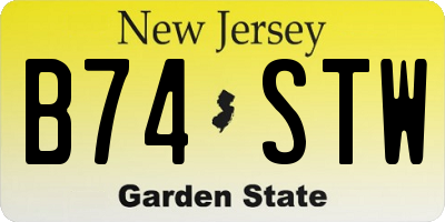 NJ license plate B74STW
