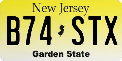 NJ license plate B74STX