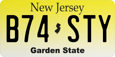 NJ license plate B74STY