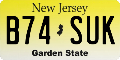 NJ license plate B74SUK