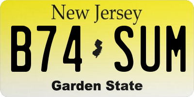 NJ license plate B74SUM