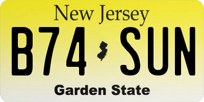 NJ license plate B74SUN