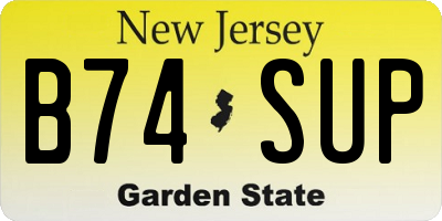 NJ license plate B74SUP