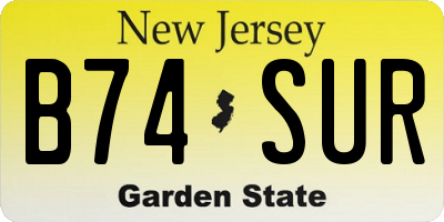 NJ license plate B74SUR