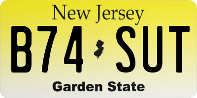 NJ license plate B74SUT