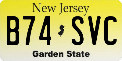 NJ license plate B74SVC