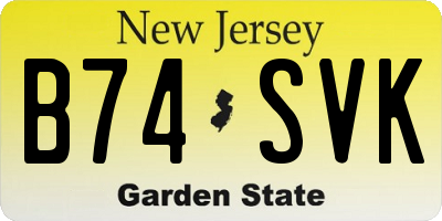 NJ license plate B74SVK