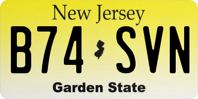 NJ license plate B74SVN