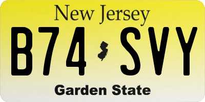 NJ license plate B74SVY