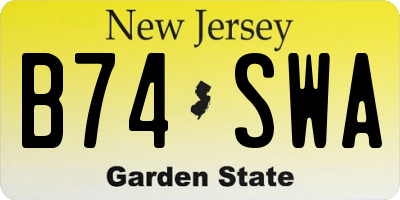 NJ license plate B74SWA