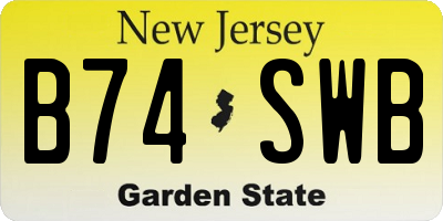 NJ license plate B74SWB