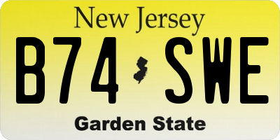 NJ license plate B74SWE