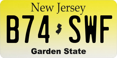 NJ license plate B74SWF