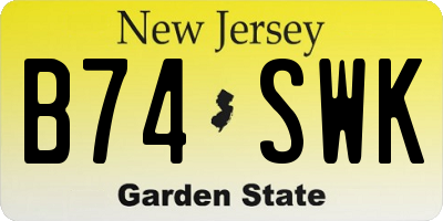 NJ license plate B74SWK