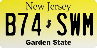 NJ license plate B74SWM
