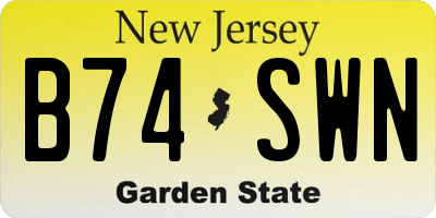 NJ license plate B74SWN