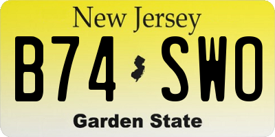 NJ license plate B74SWO