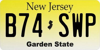 NJ license plate B74SWP