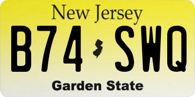 NJ license plate B74SWQ