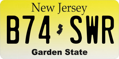 NJ license plate B74SWR